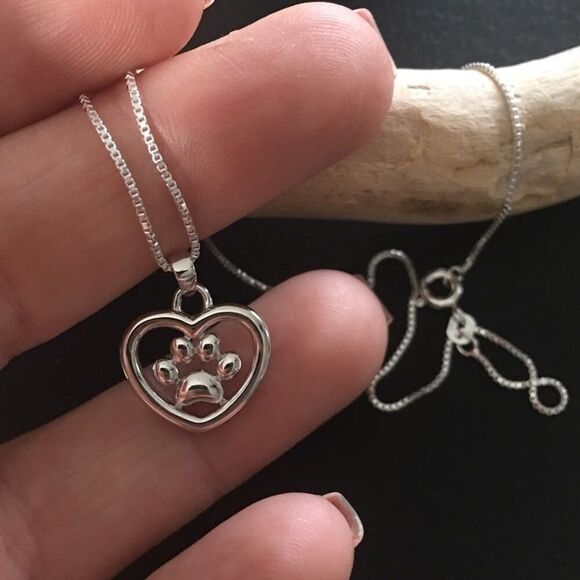 Paw Print Sterling Silver Necklace - Picture 1 of 4